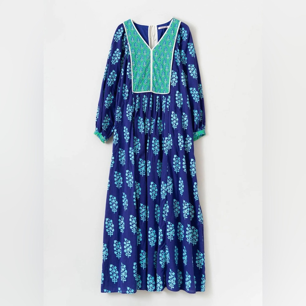 Ne Quittez Pas Cotton Buti Voile Ethnic Combination Print Gather Dress Sz Small